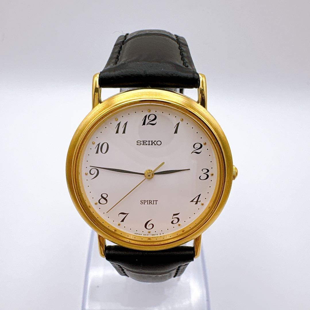 [Working condition, new battery/strap] Seiko Spirit Men’s Watch, Simple Gold