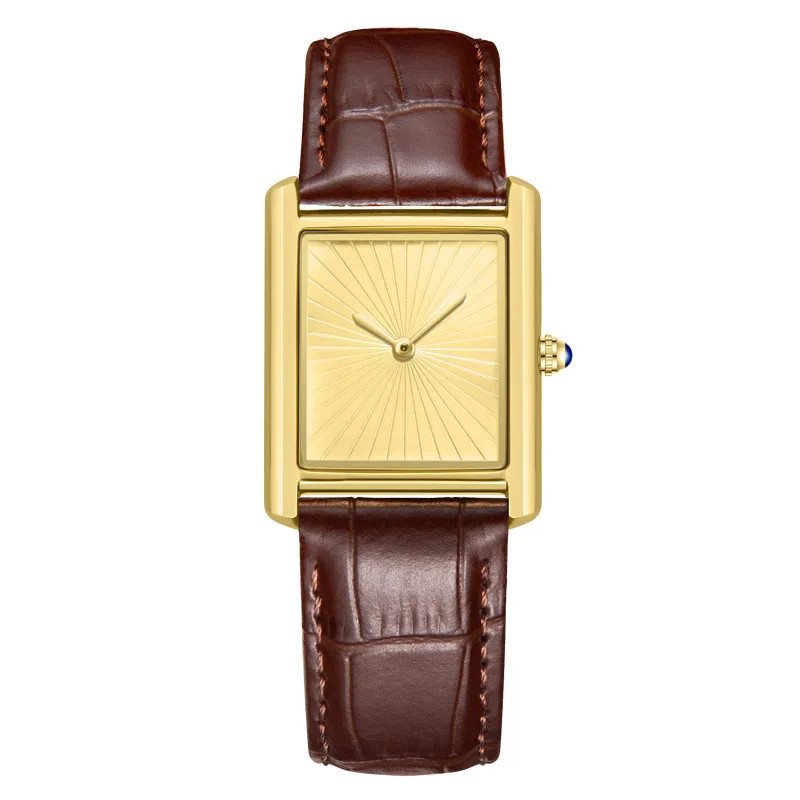 Classic Tank Square Quartz Watch Leather Strap Waterproof Classic Dress Watch
