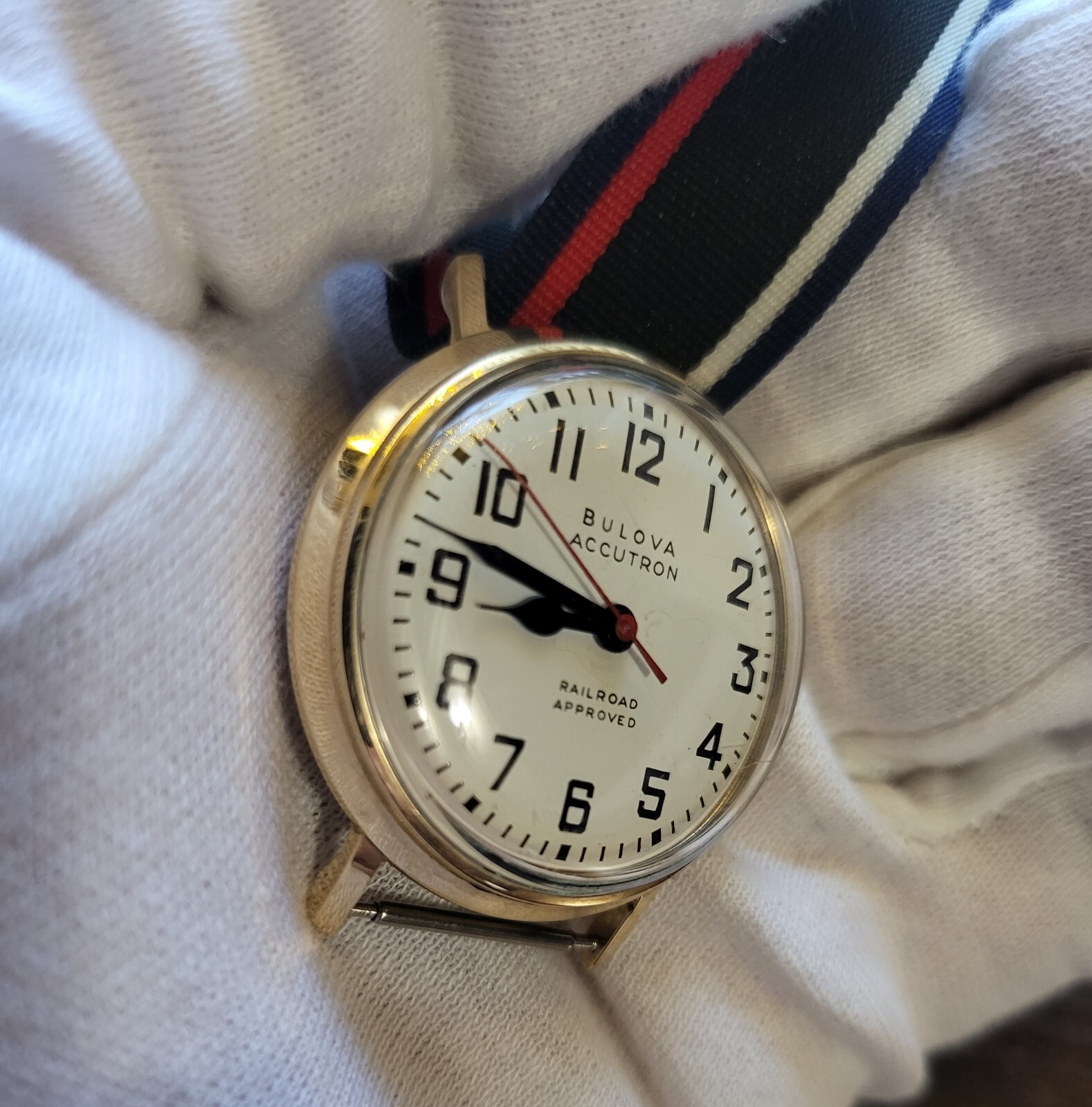 Bulova Accutron 214 10K Gold & Stainless White Dial With Black/White/Red/Blue…