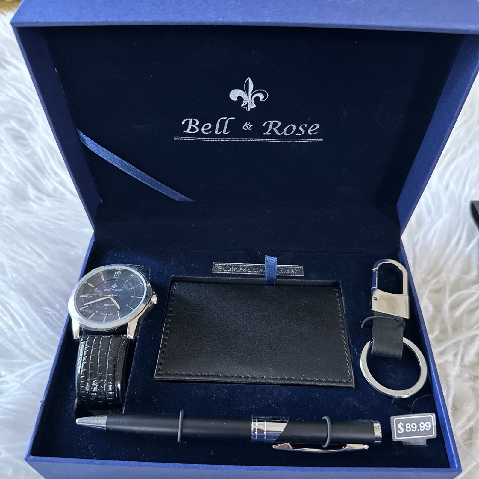 Bell & Rose Timepieces Men’s Watch Wristwatch, Card Hold, Pen, Keychain Gift Set