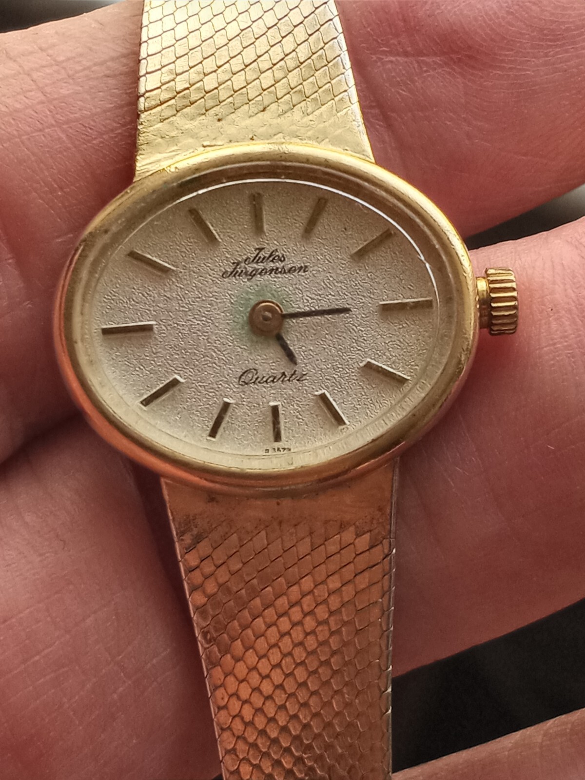 Vintage Jules Jurgensen Ladies Watch R3572 Oval Gold Tone Rare