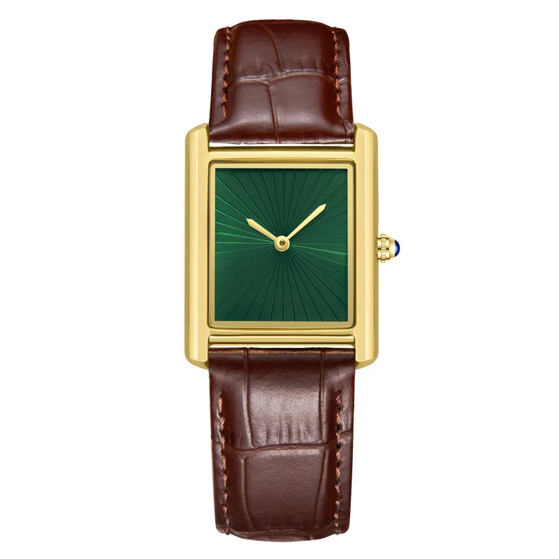Classic Tank Square Quartz Watch Leather Strap Waterproof Classic Dress Watch