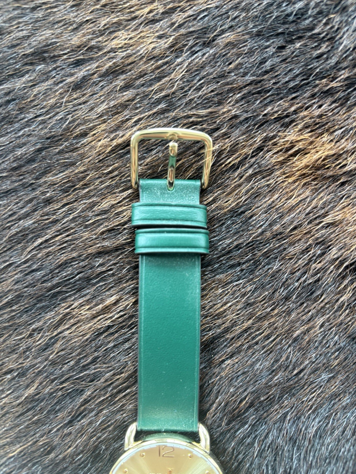 COACH New York Women’s Quartz Analog Watch Gold Dial/Case Green Leather 28mm