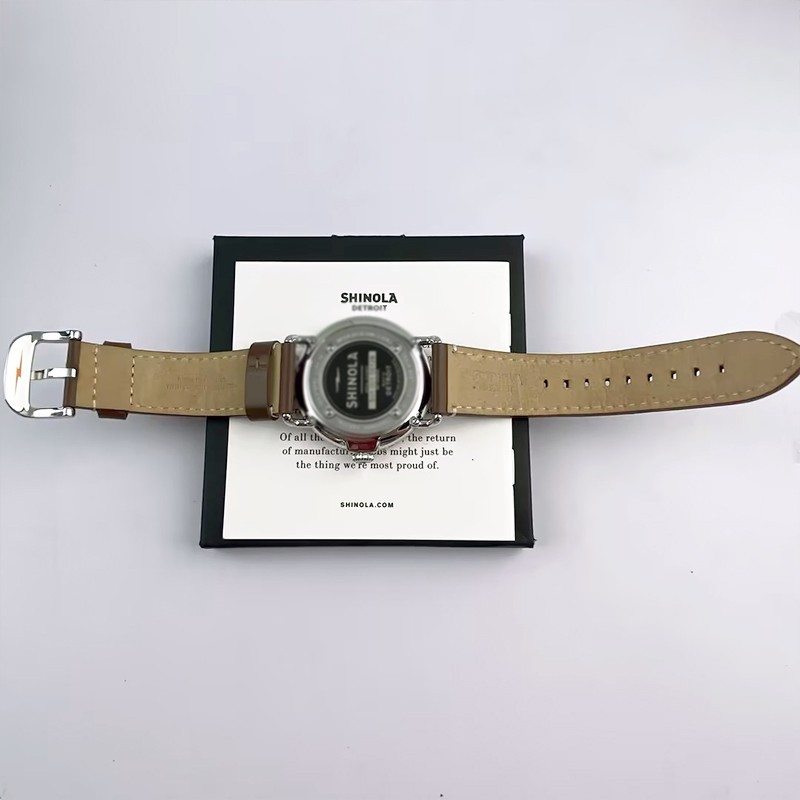 Men Shinola Runwell Argonite 1069 Cream Dial Quartz New Watch 41mm Leather Strap