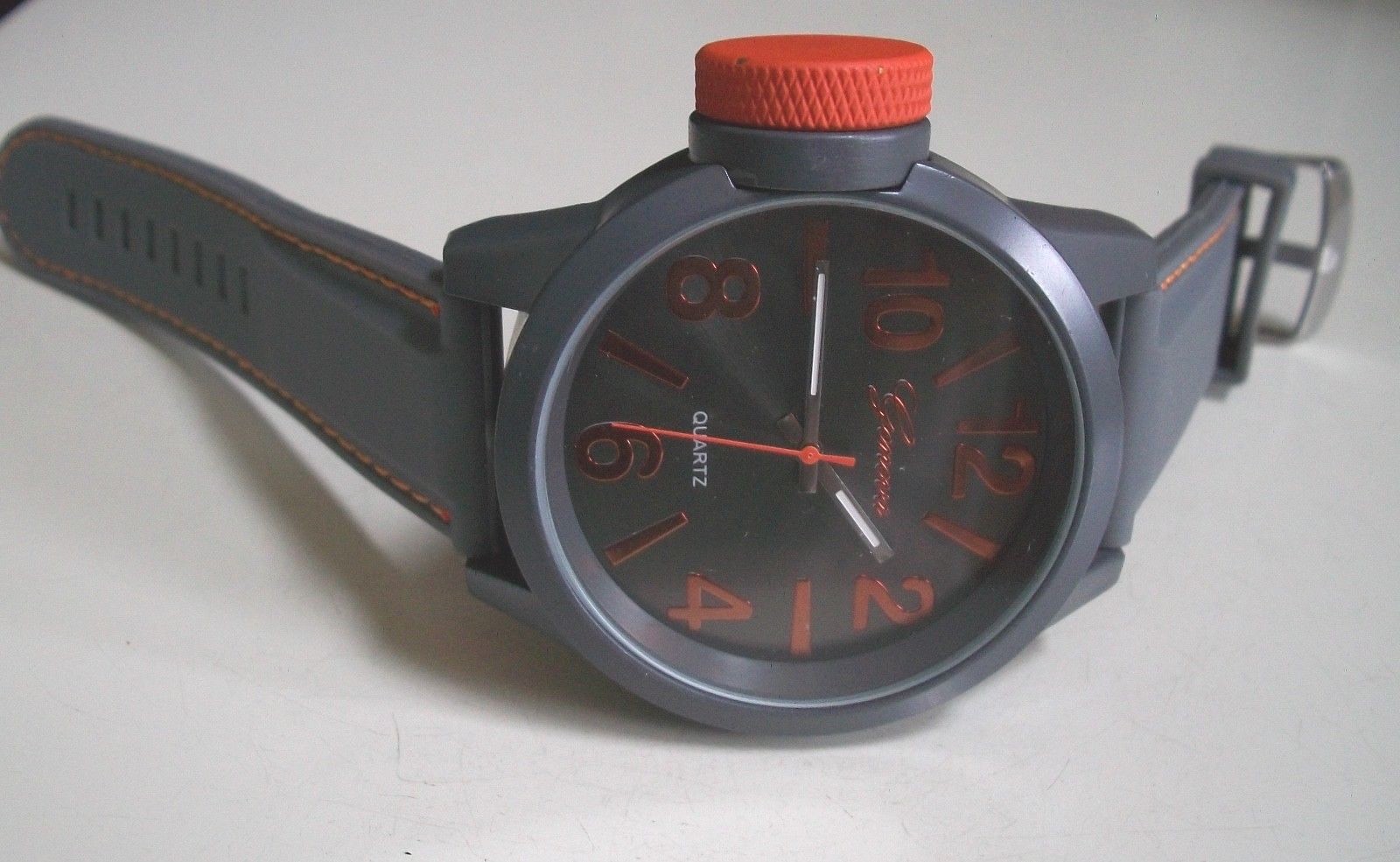 Men’s Geneva Orange & Gray Silicon Band Fashion Casual Hip Hop Watch