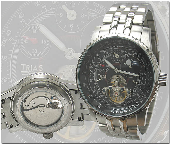 Trias Automatic Watch Aerostar Massive Stainless Steel Band Military Men’s Wrist