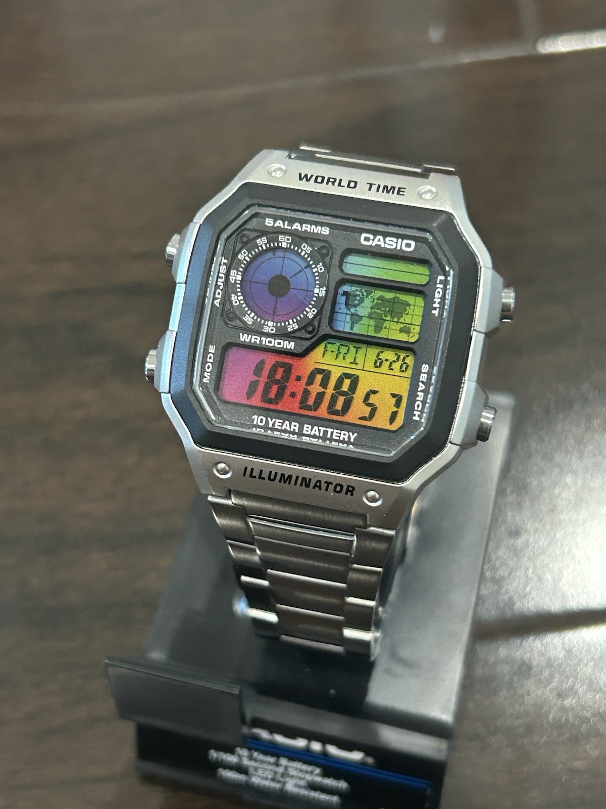 Mod Casio AE1200 WHD-1AV Royal World Time Watch Multi Color Gradient