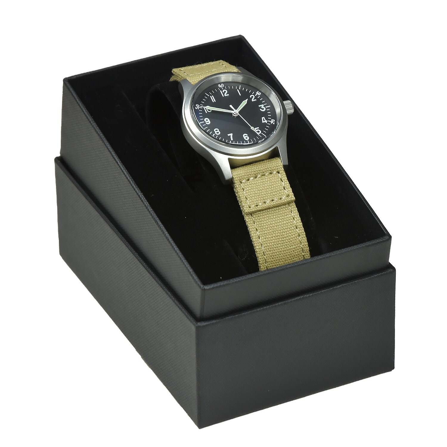 A-11 1940s WWII Pattern Military Watch – 24 Jewel movt & Sapphire Box Crystal