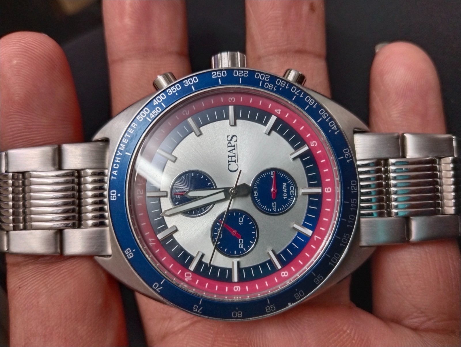 Used Men’s Blue Watch Stealth Black Wrist Watch Day Date Pepsi