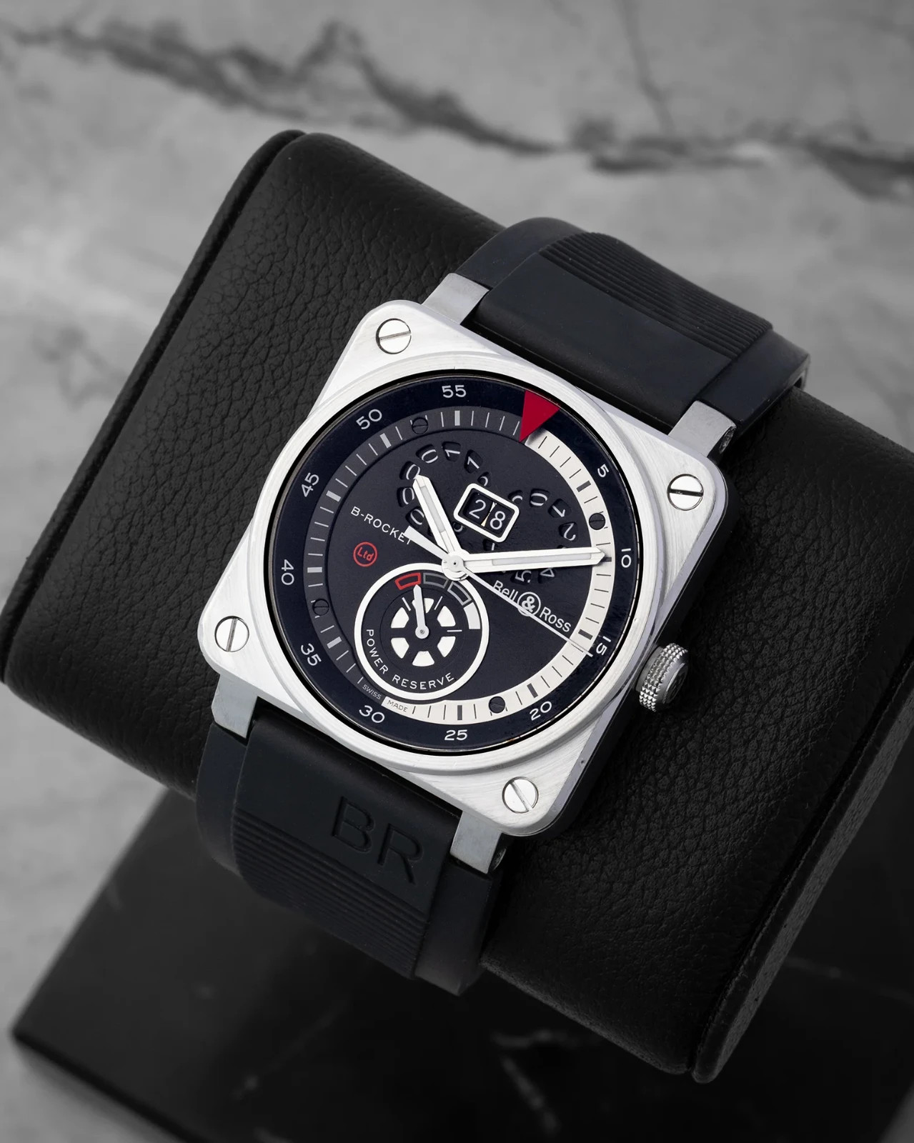 Bell & Ross BR 03-90 B-Rocket Steel Power Reserve Mens 42mm Watch B/P BR0390