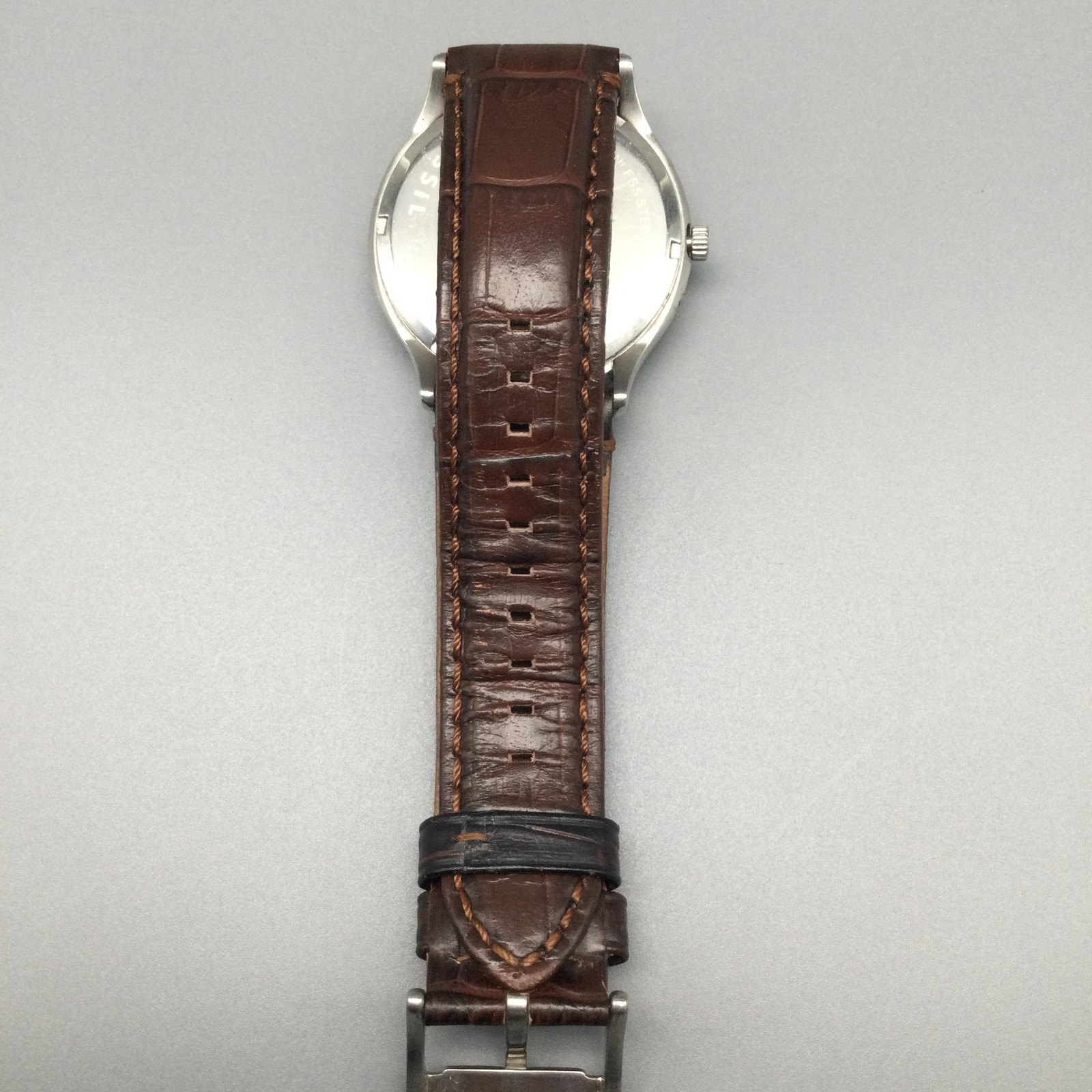Fossil FS4709 Mens Watch 41mm Blue Dial Brown Leather Date 50M New Battery
