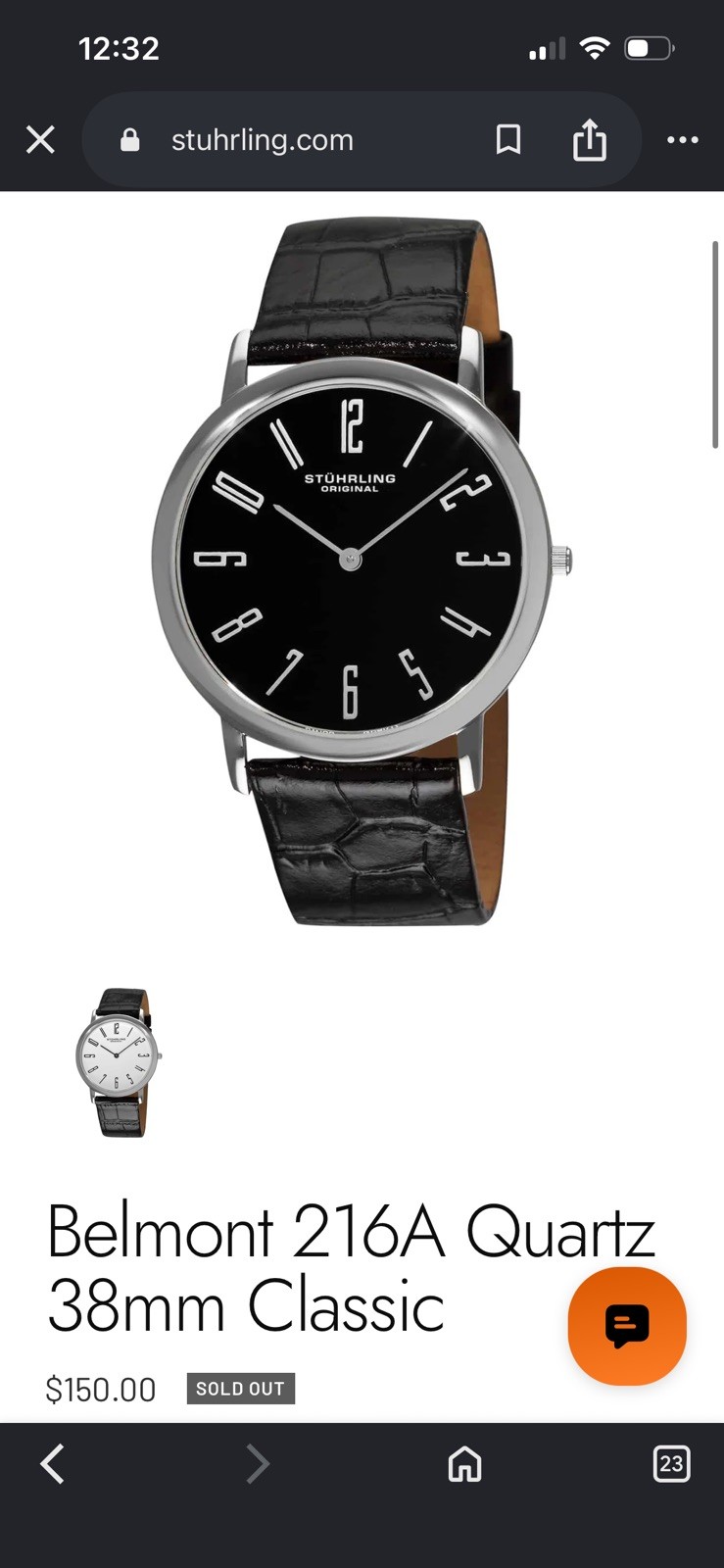 Symphony Black/Leather/Ivory Dial/Silver Case/ Wristwatch Belmont 216A