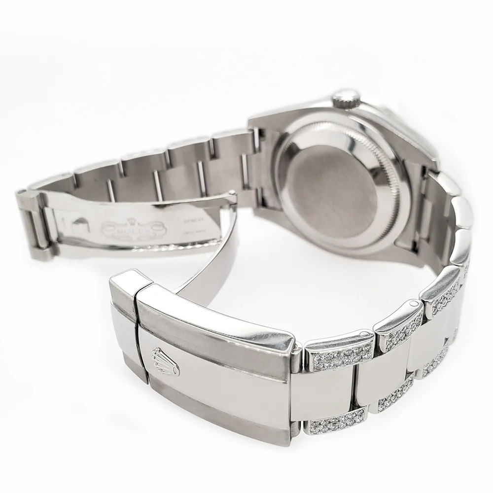 Rolex Datejust 36mm Rhodium Floral Dial Custom 5.9ct Diamond Bezel/Lugs/Bracelet