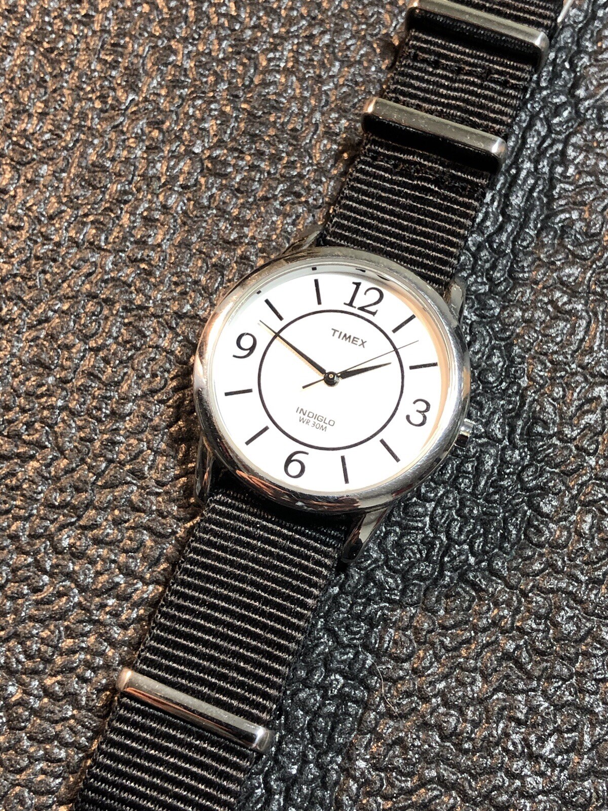 Timex Indiglo WR30M 35mm Silver Tone Watch New Battery & One Piece Strap