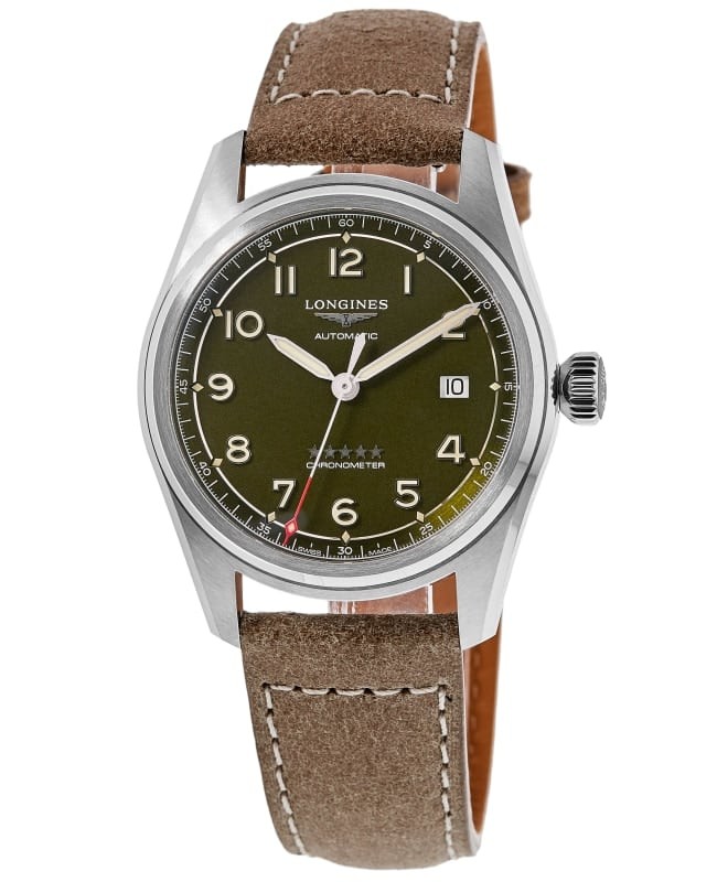 New Longines Spirit Automatic Green Dial Leather Strap Men’s Watch L3.810.4.03.2