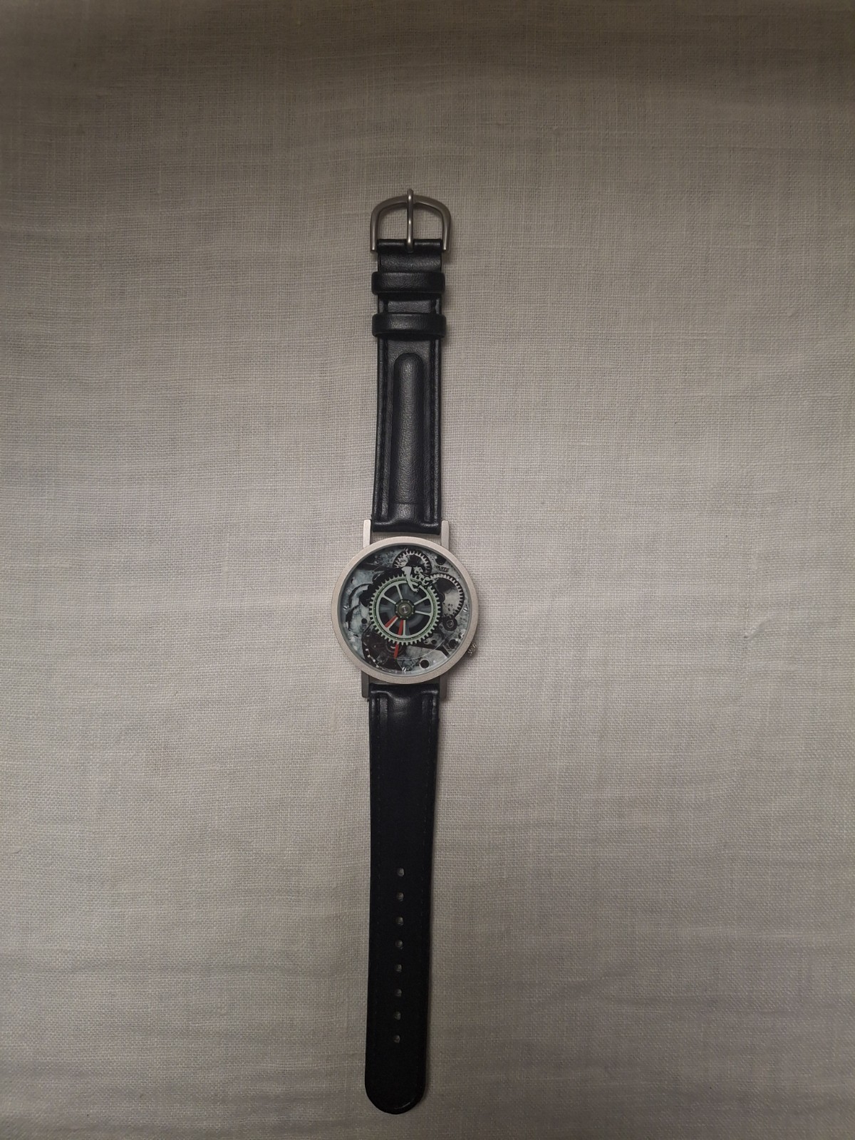Tempus Fugit Charlie Chaplin Skeleton Quartz Watch Black Leather Strap 36-39mm