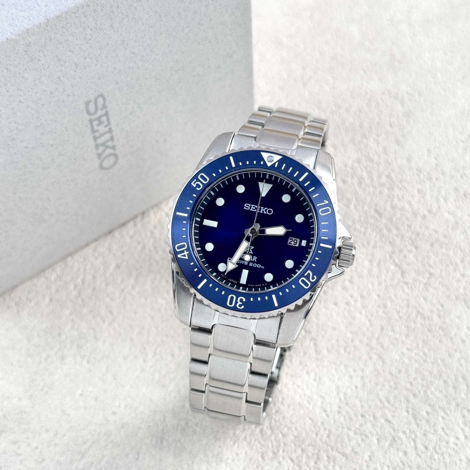Seiko Men’s Prospex Sea SNE585 Blue Dial Stainless Steel Solar Dive Watch 38.5mm