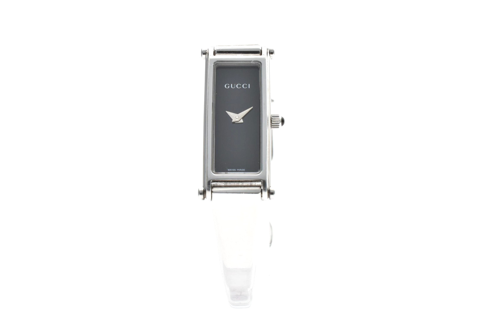 [Exc+5] Vintage Gucci 1500L Silver Dial Black Quartz Rectangle Woman’s Watch