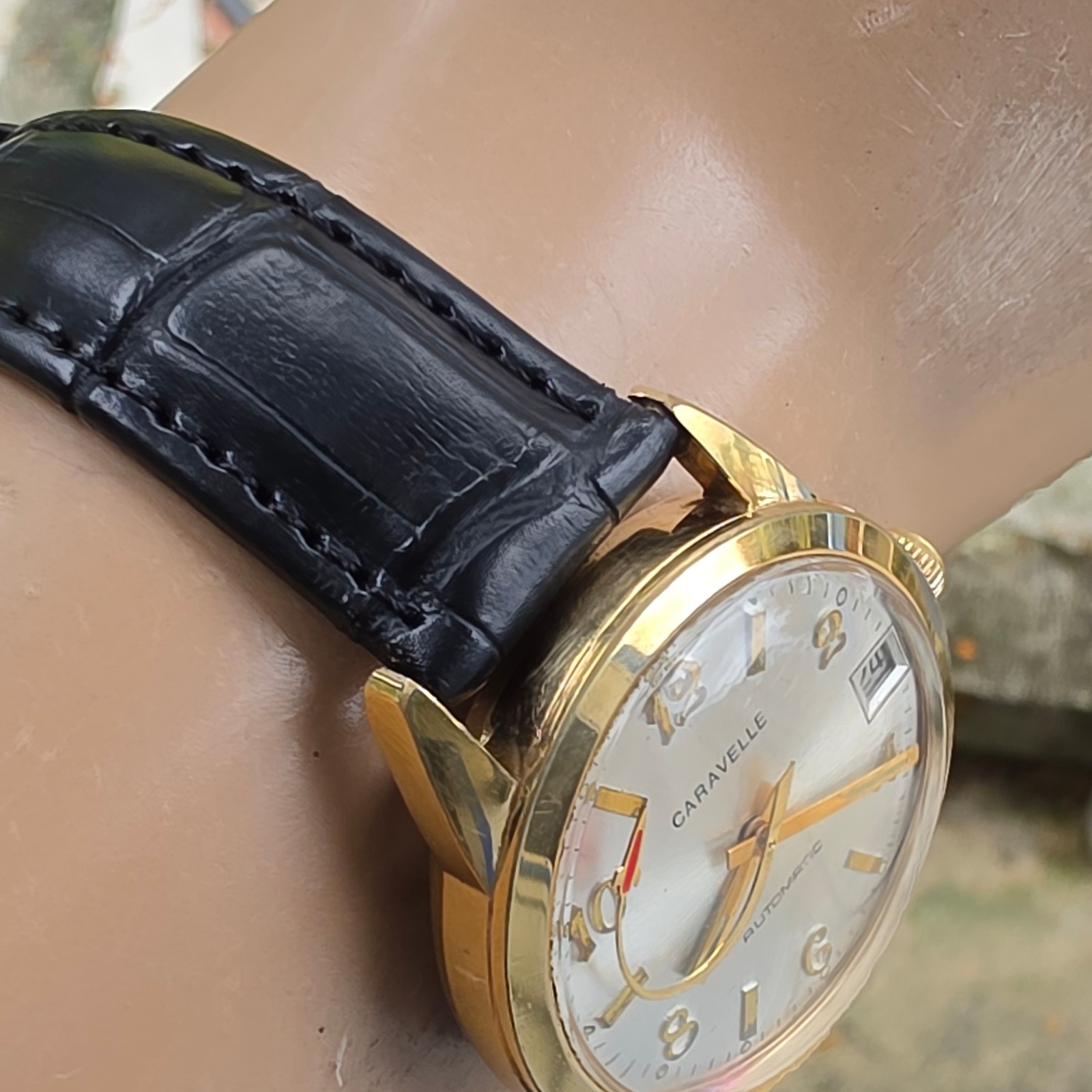 Vintage Bulova Caravelle men’s automatic watch Rocket second hand Germany 1976