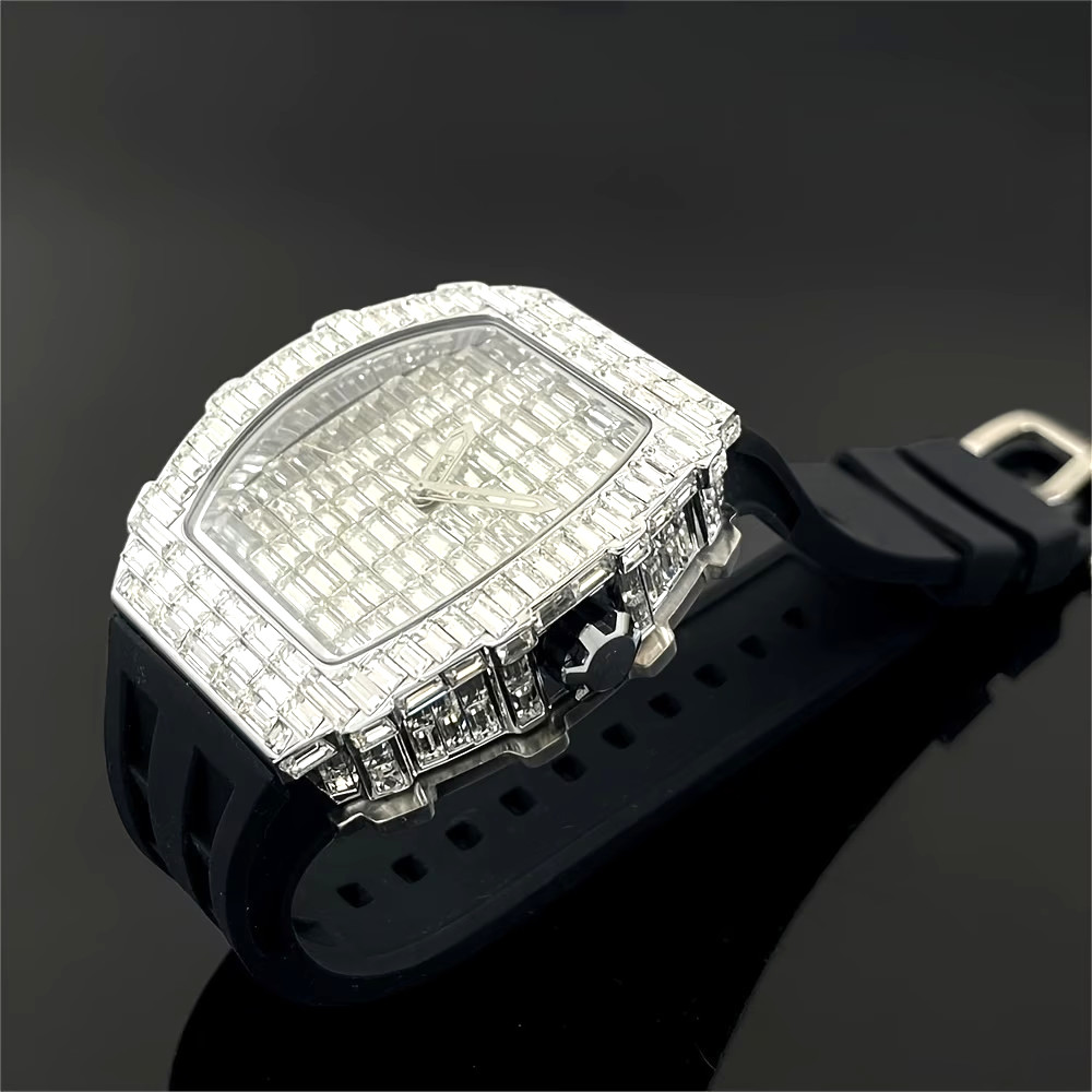 Luxury Square Shiny Rhinestone Watch Classic Business Quartz Watch Fashion Men