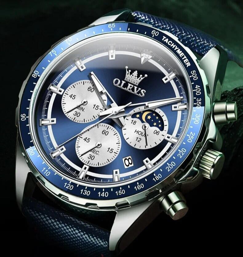 Waterproof Quartz Luminous Watch OLEVS Luxury Business Date Men Strap Men’s