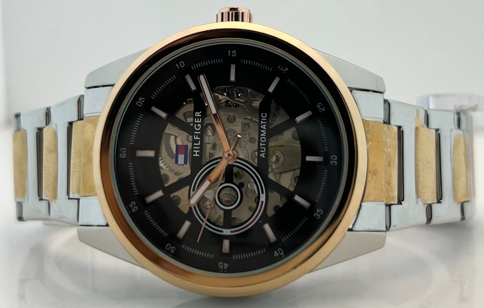 Fabulous Men’s Tommy Hilfiger Automatic Skeleton Black Dial Working Wristwatch