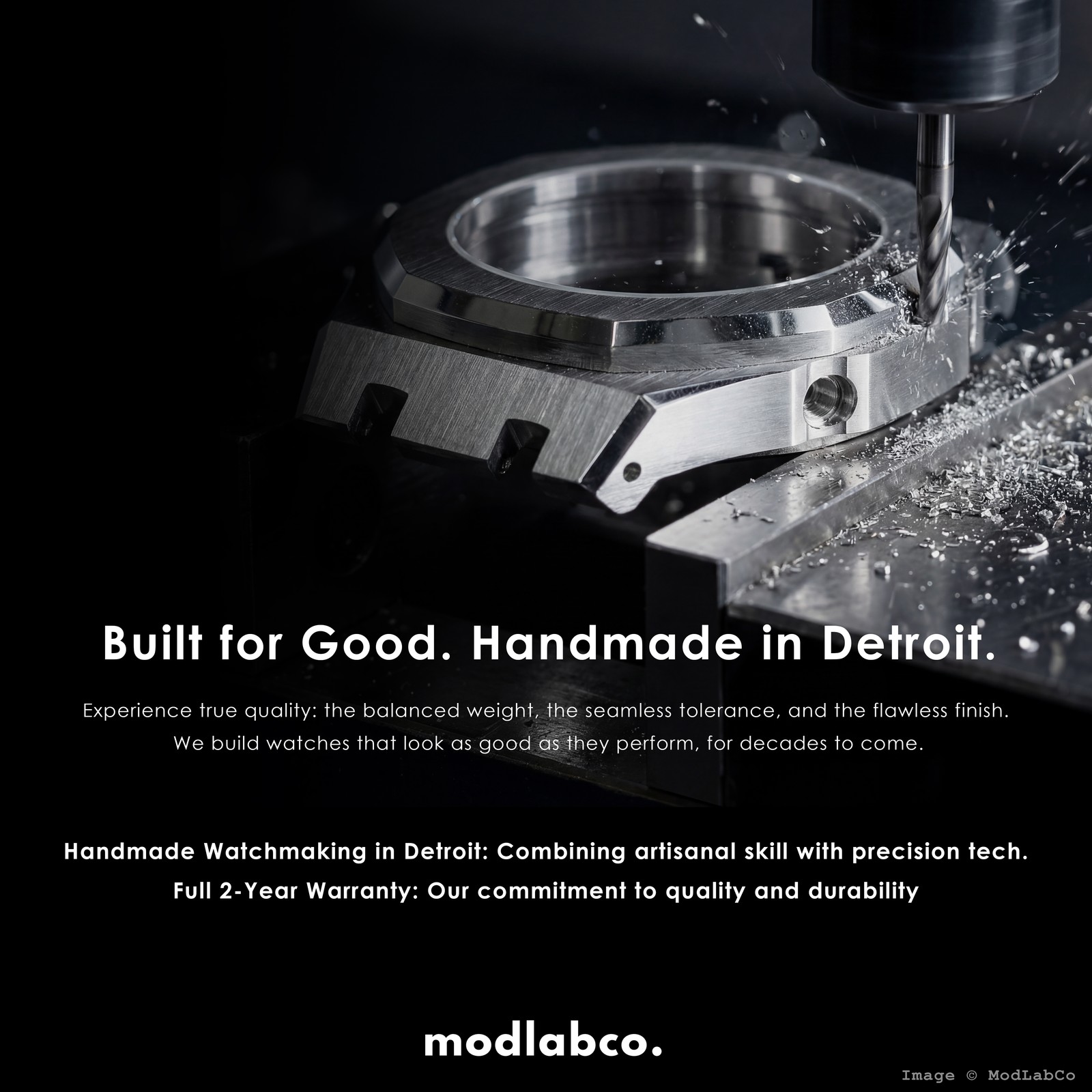 MLC-347 modlab company BESPOKE Octagonal White Dial Black Metal 42mm Watch