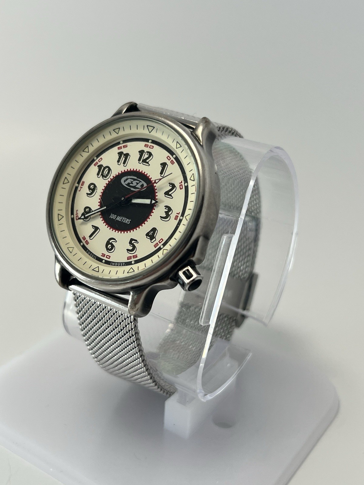 Fossil Men’s Quartz Watch Cream Dial Metal Mesh Strap