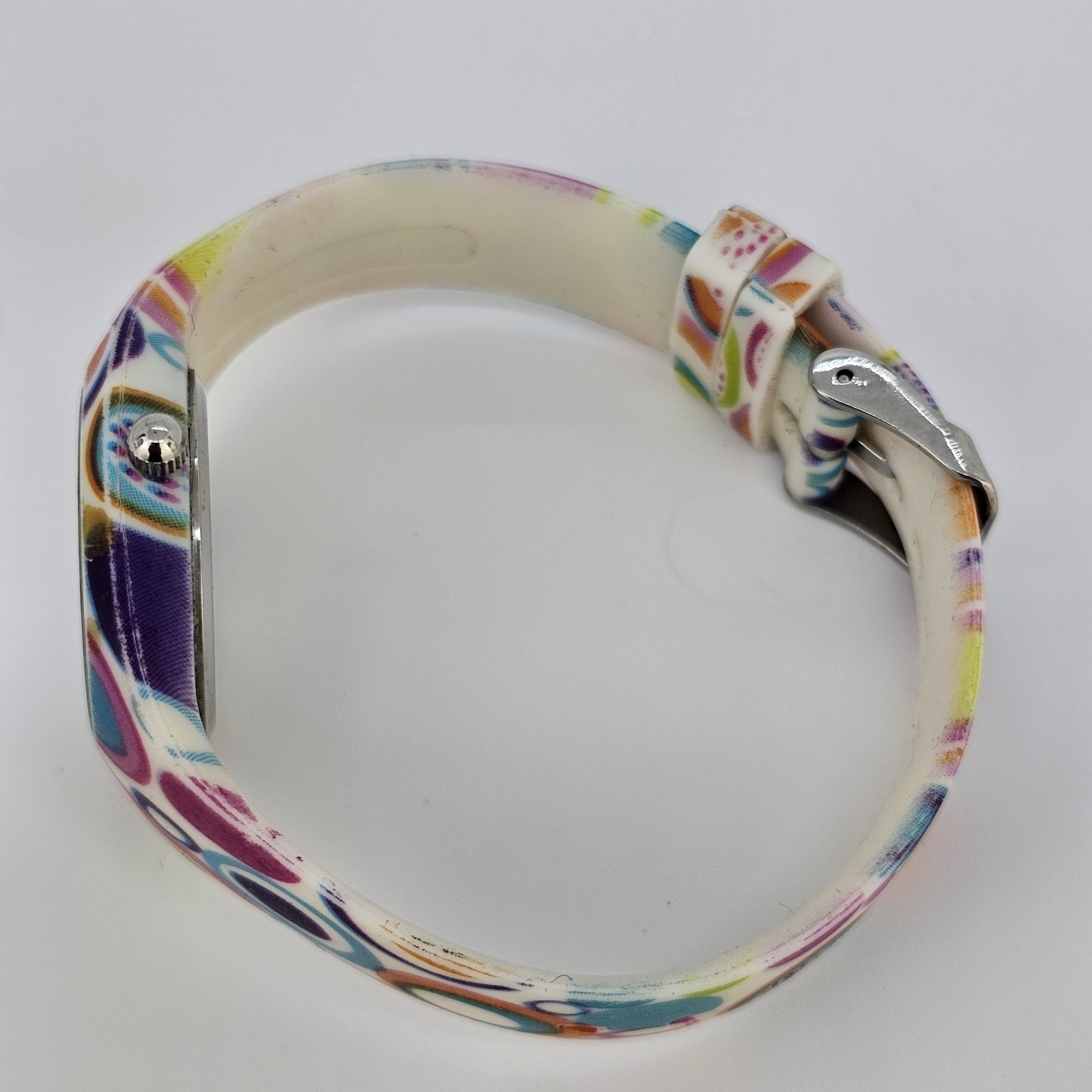 34MM Women’s Watch White Dial Multicolor Plastic Bands New Battery