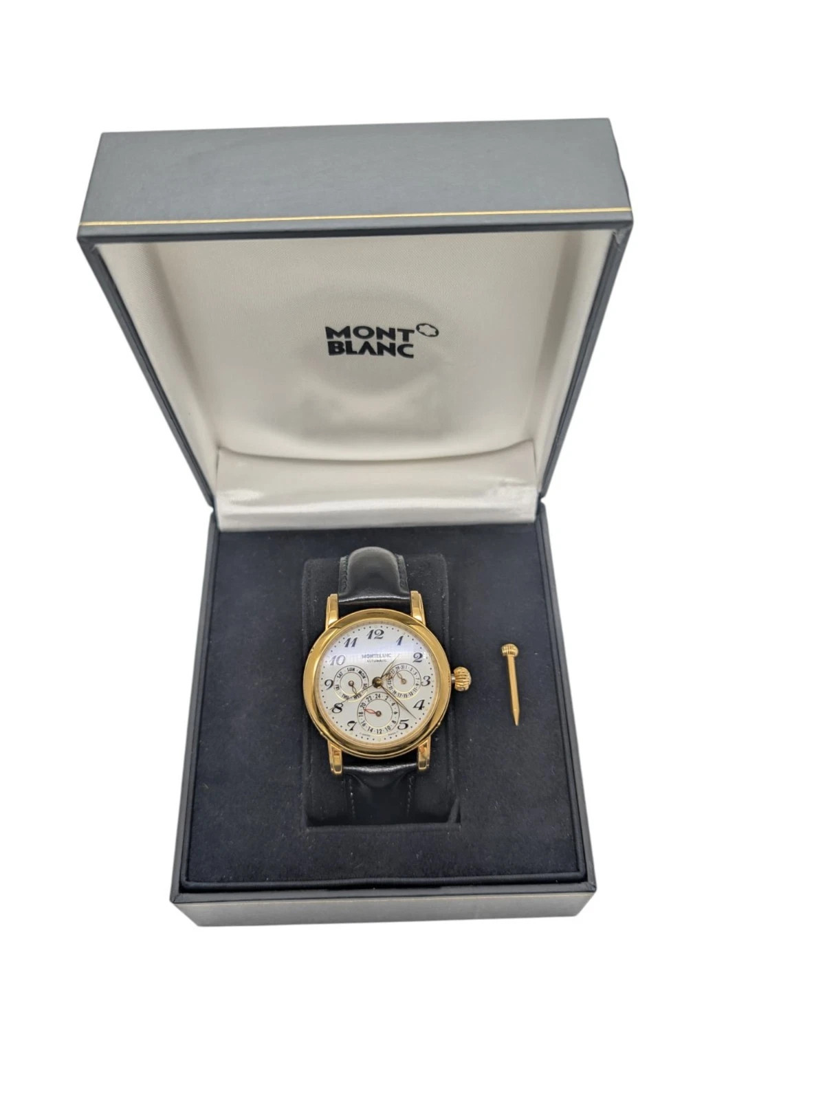Montblanc Meisterstuck Men’s Dual Time Day Date 7014 White Dial Watch