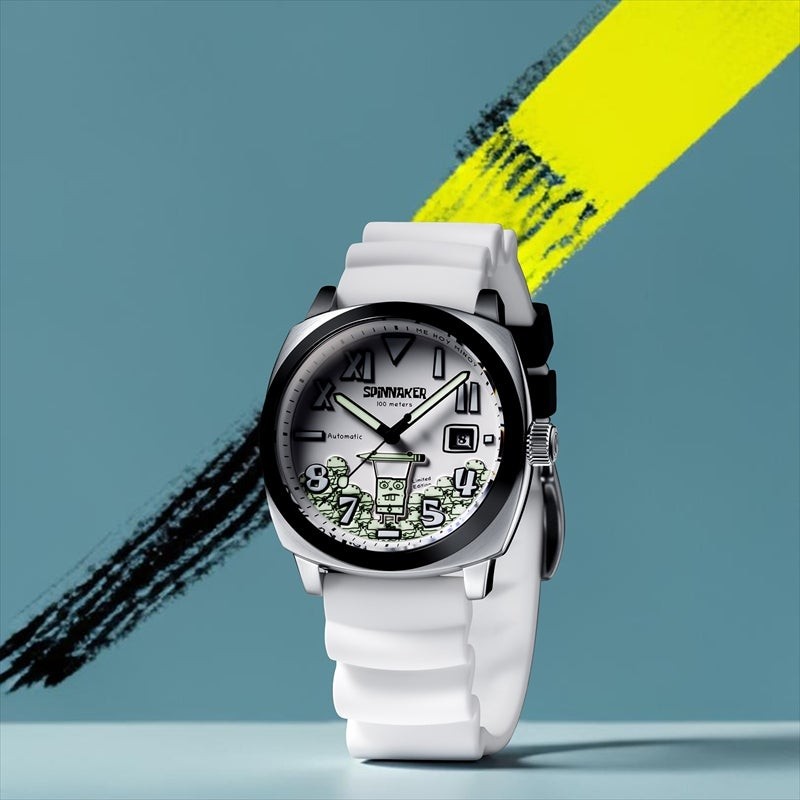 Spinnaker SP-5174-11 SpongeBob DoodleBob Auto White Dial 42mm SS Bracelet Watch
