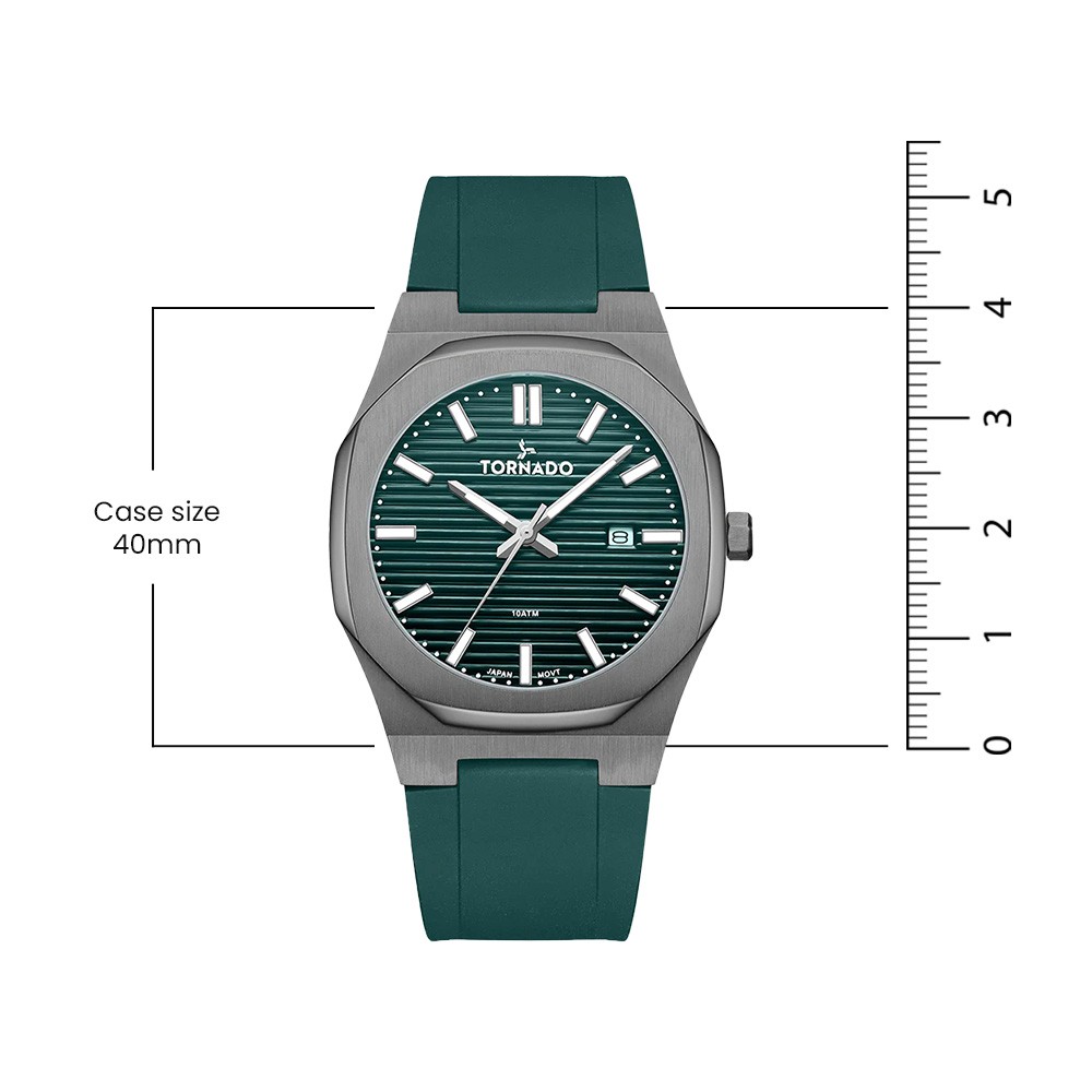 Tornado Spectra Men’s Analog Watch | Green Dial, 40mm, 100 m (10 ATM)