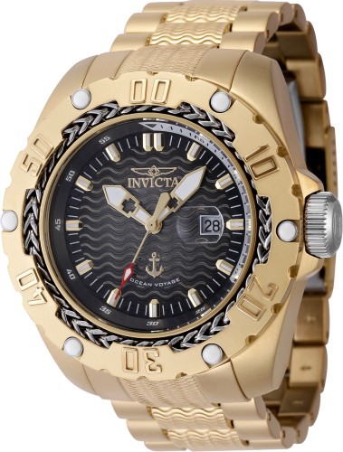 Invicta Men’s Watch Ocean Voyage Grey and Black Dial Yellow Gold Bracelet