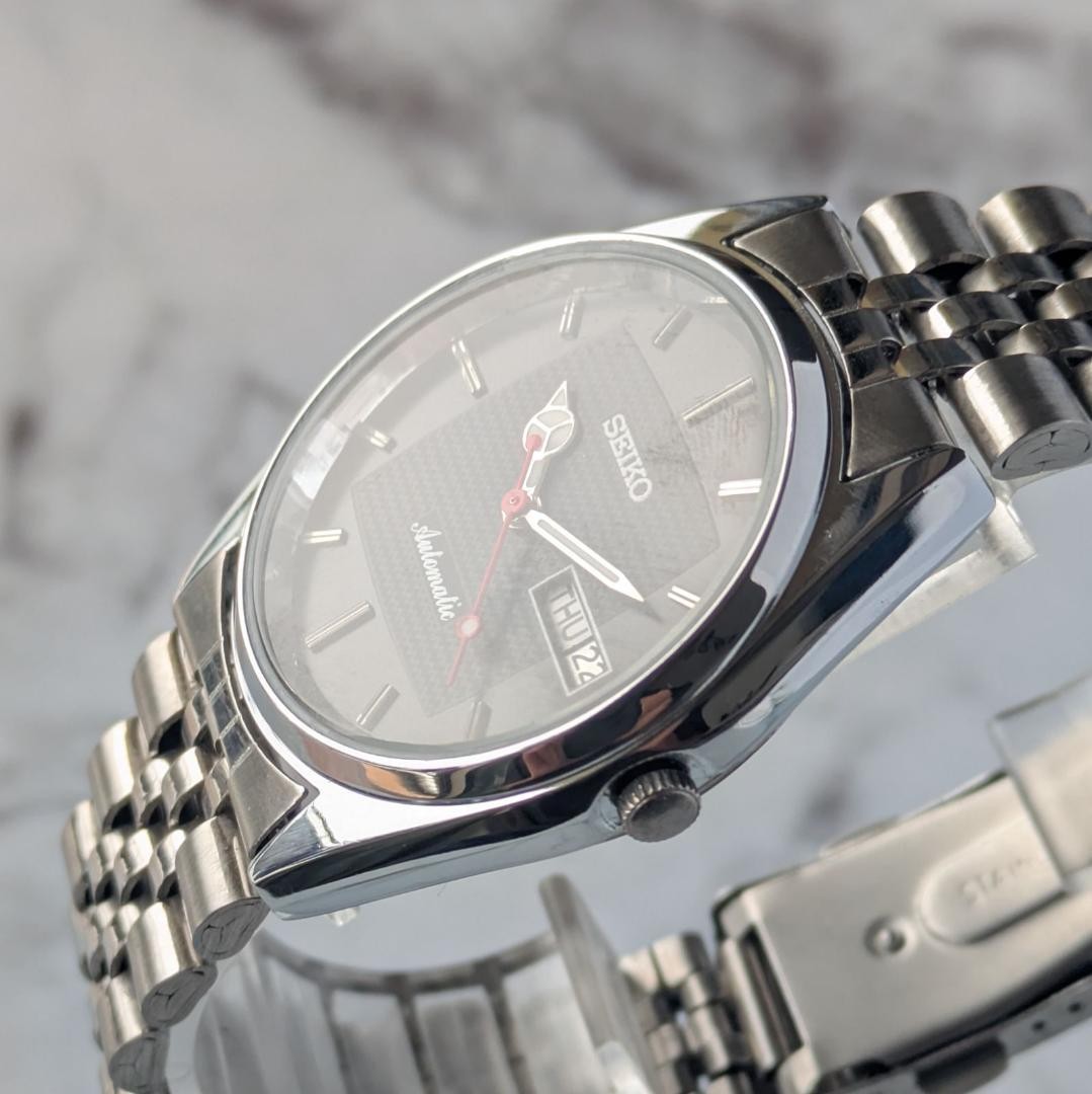 SEIKO 1980-1989 Automatic Black Dial Watch 35mm Wrist 19cm From Japan