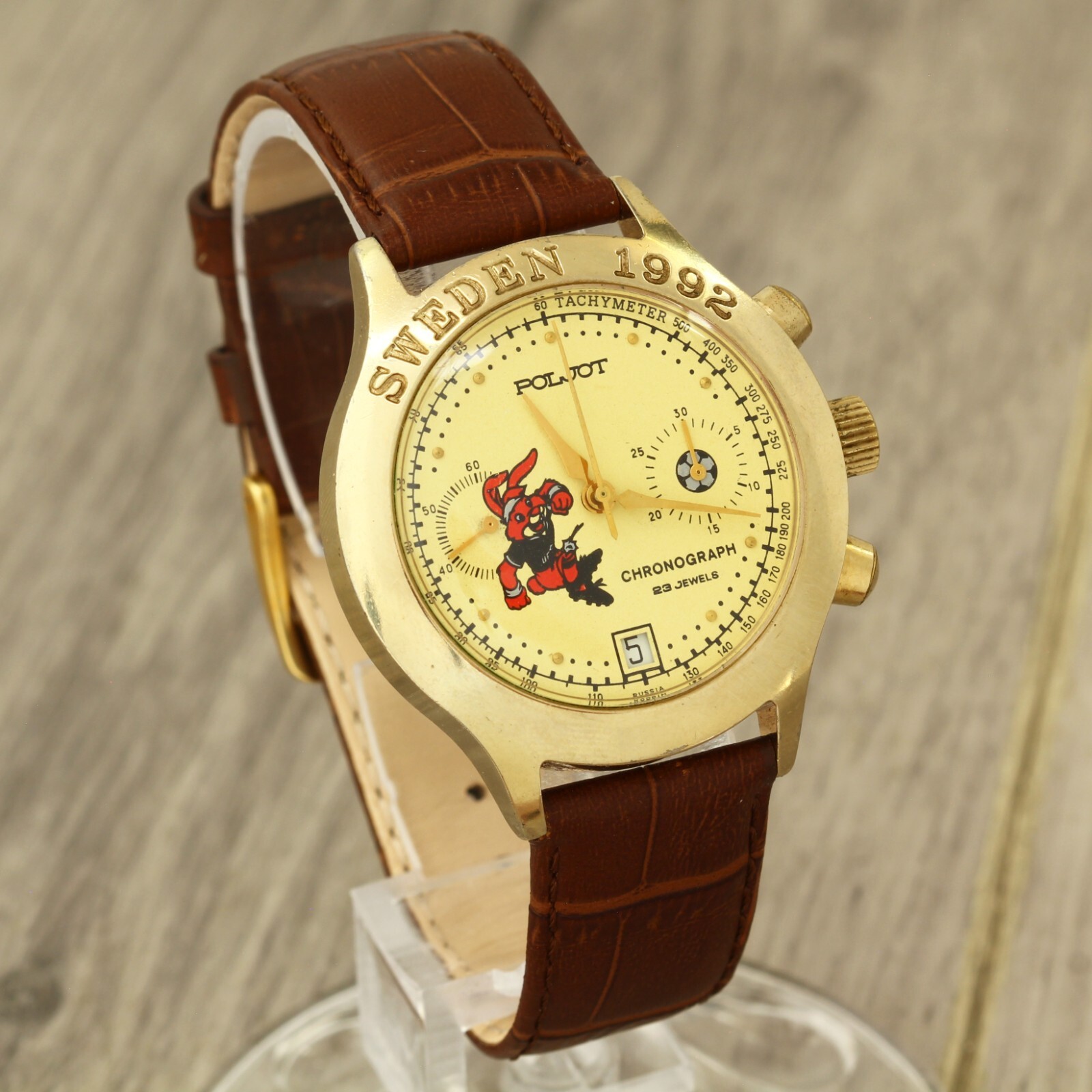 Poljot 3133 Sweden 1992 UEFA European Football Championship chronograph watch
