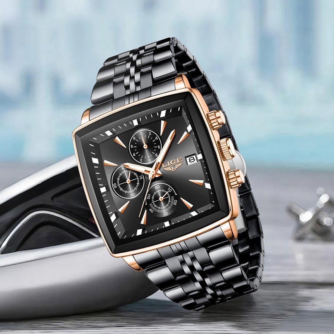 🔥Men Watch Stainless Steel Quartz Date Luminous Business Wristwatch Waterproof