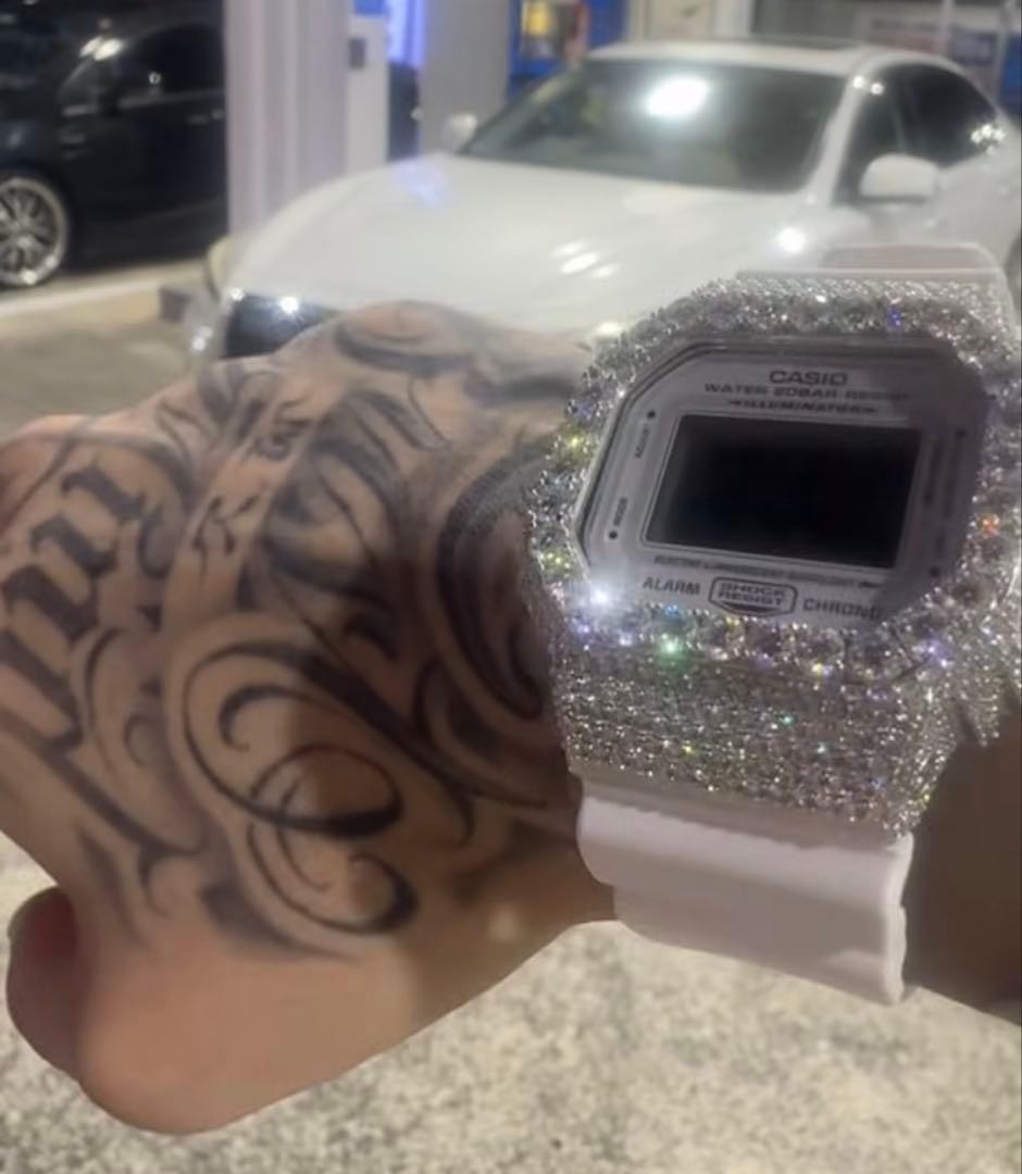 VVS ICED OUT G SHOCK DW 5600 worn by jahxncho
