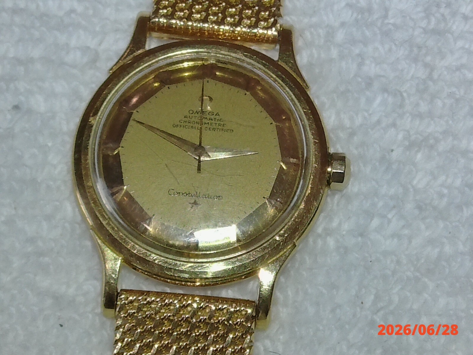 Omega 1954 Pie Pan 18K Gold Constellation w/ 18K Band & Arrow Markers