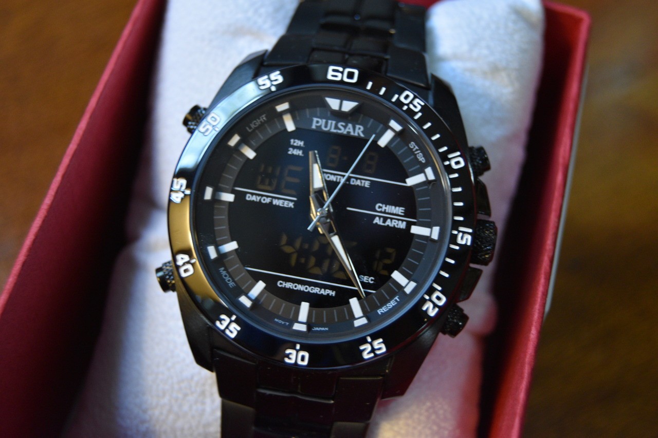 Pulsar JET BLACK NOS Analog Digital watch with backlight. Alarm. Stopwatch.