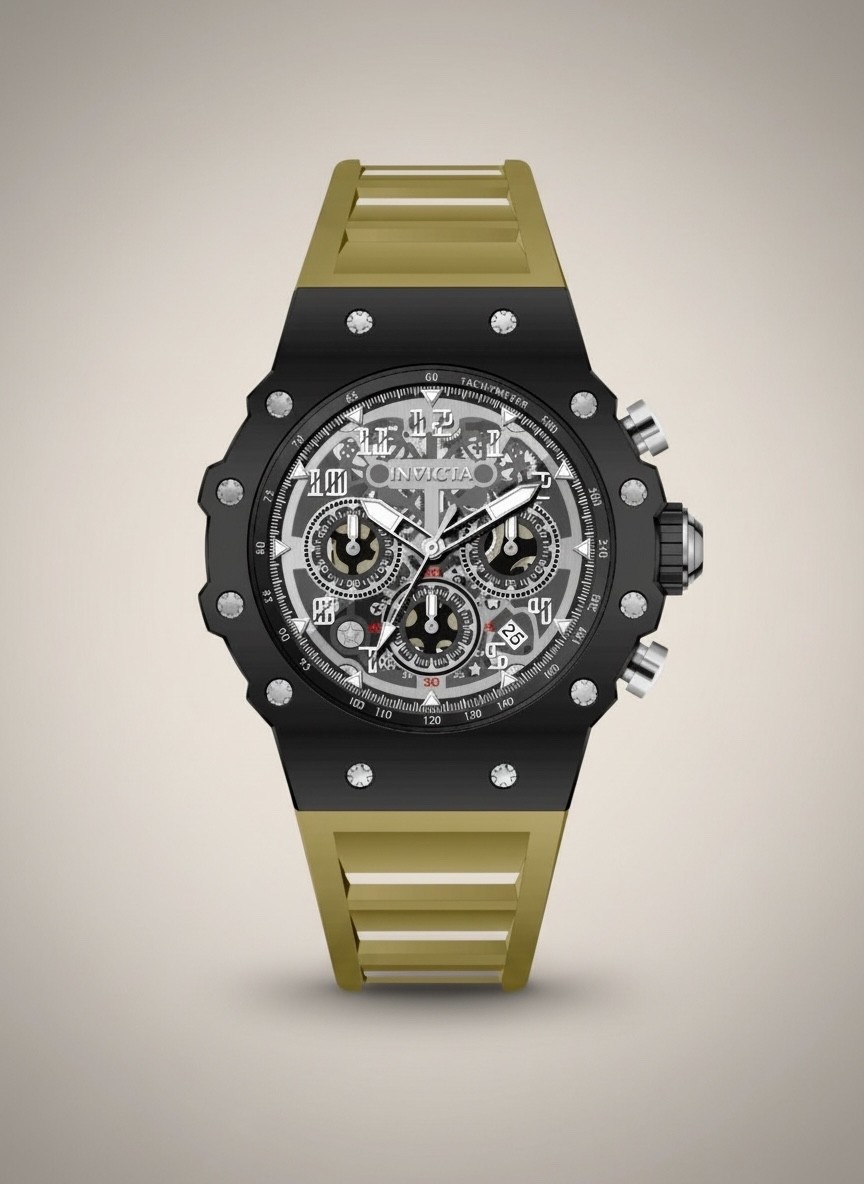 Invicta Racing Vaulthan Men’s Watch 44mm Olive Green Chronograph 69671 New