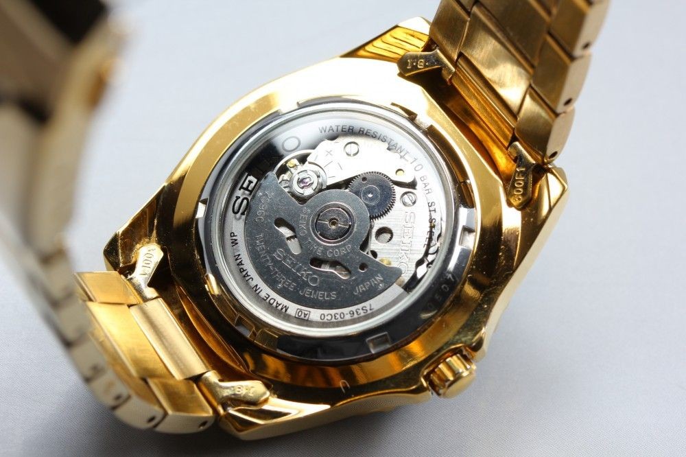 Working item SEIKO 5 Sports SNZF22 7S36 03C0 black gold automatic men s 17274