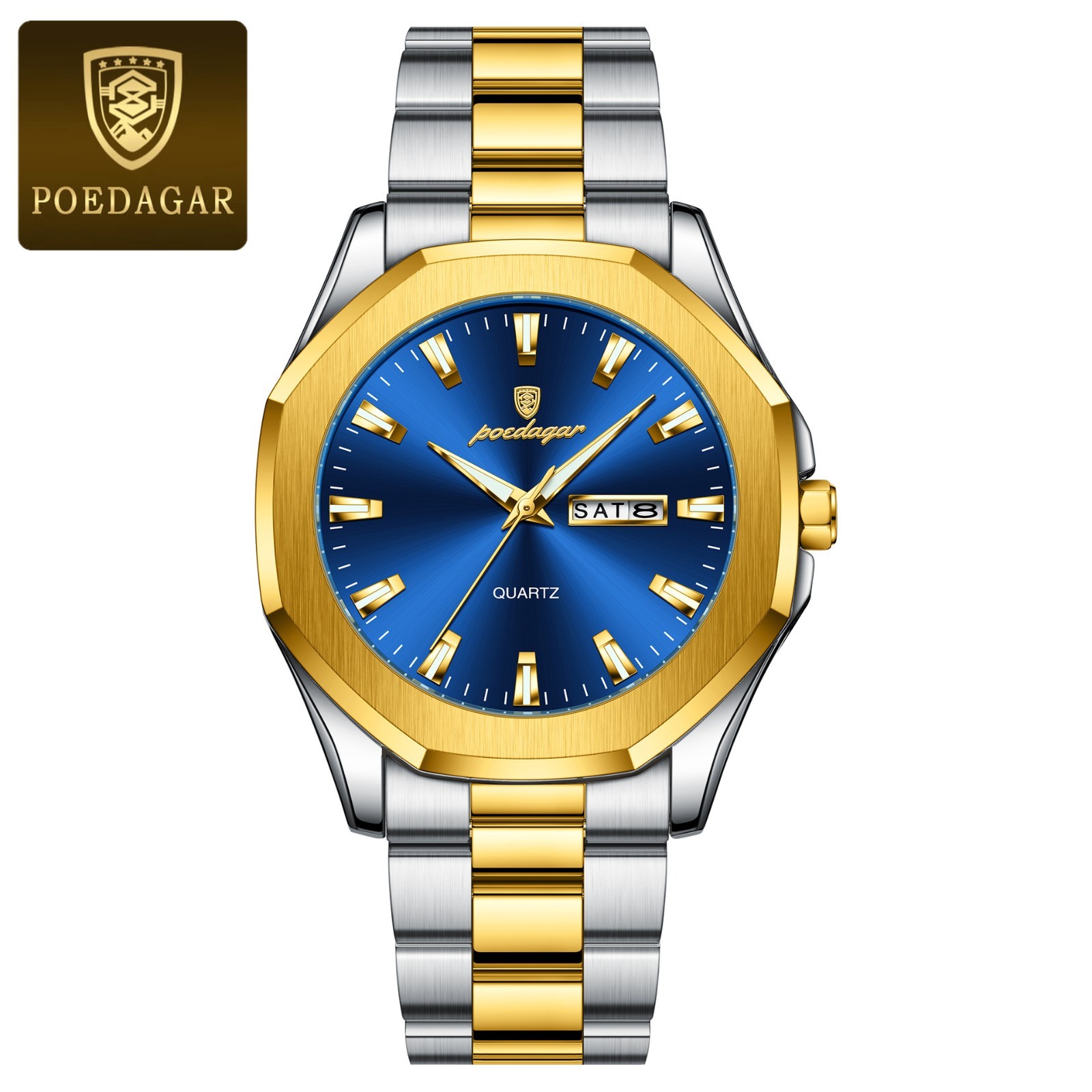 POEDAGAR Luxury Men’s Steel Strap Quartz Watch