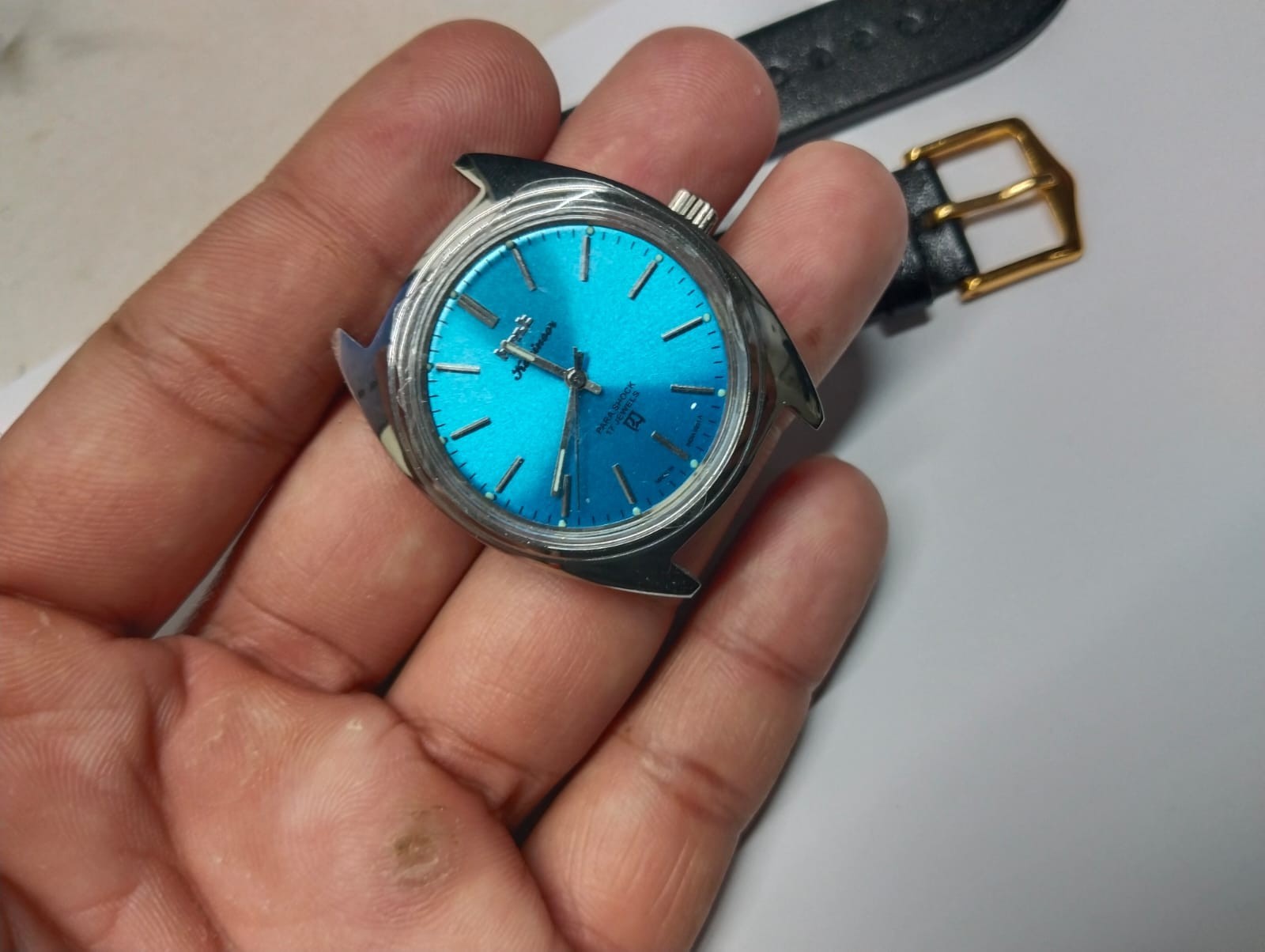 Used HMT Men’s Manual Watch Stealth Black Wrist Watch Blue HMT Kohinoor
