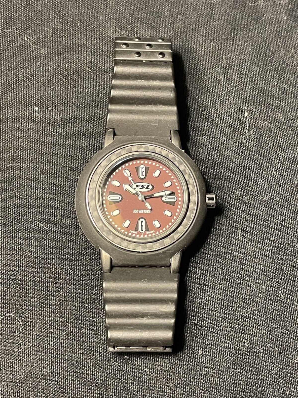 Fossil Men’s Watch Black Rubber Silicone Encased Steel Expansion Band FL 4118