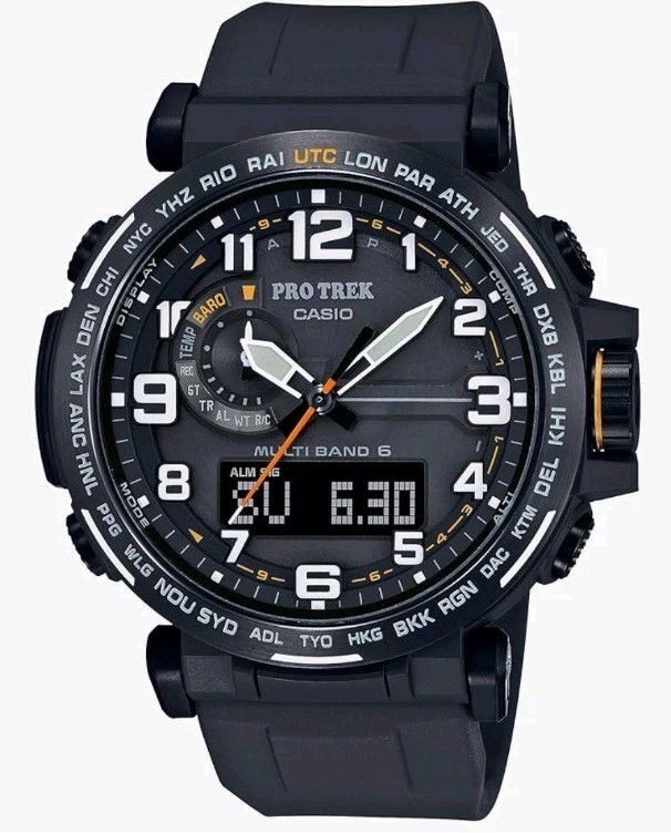 New Casio Pro Trek 51.5mm Black Stainless Steel Case Black Silicone PRW6600Y-1A9