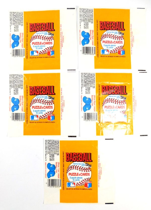 Lot of (5) 1984 Donruss Baseball Wax Wrappers