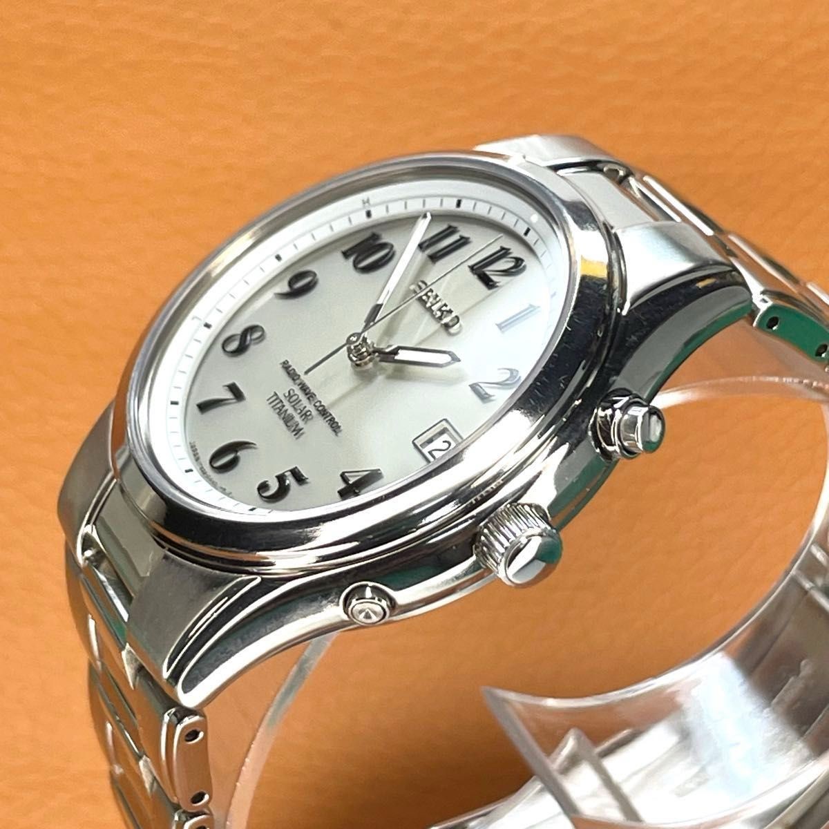 SEIKO SPIRIT 7B22 0AD0 Radio Solar Titanium Specification Silver Dial Excellent