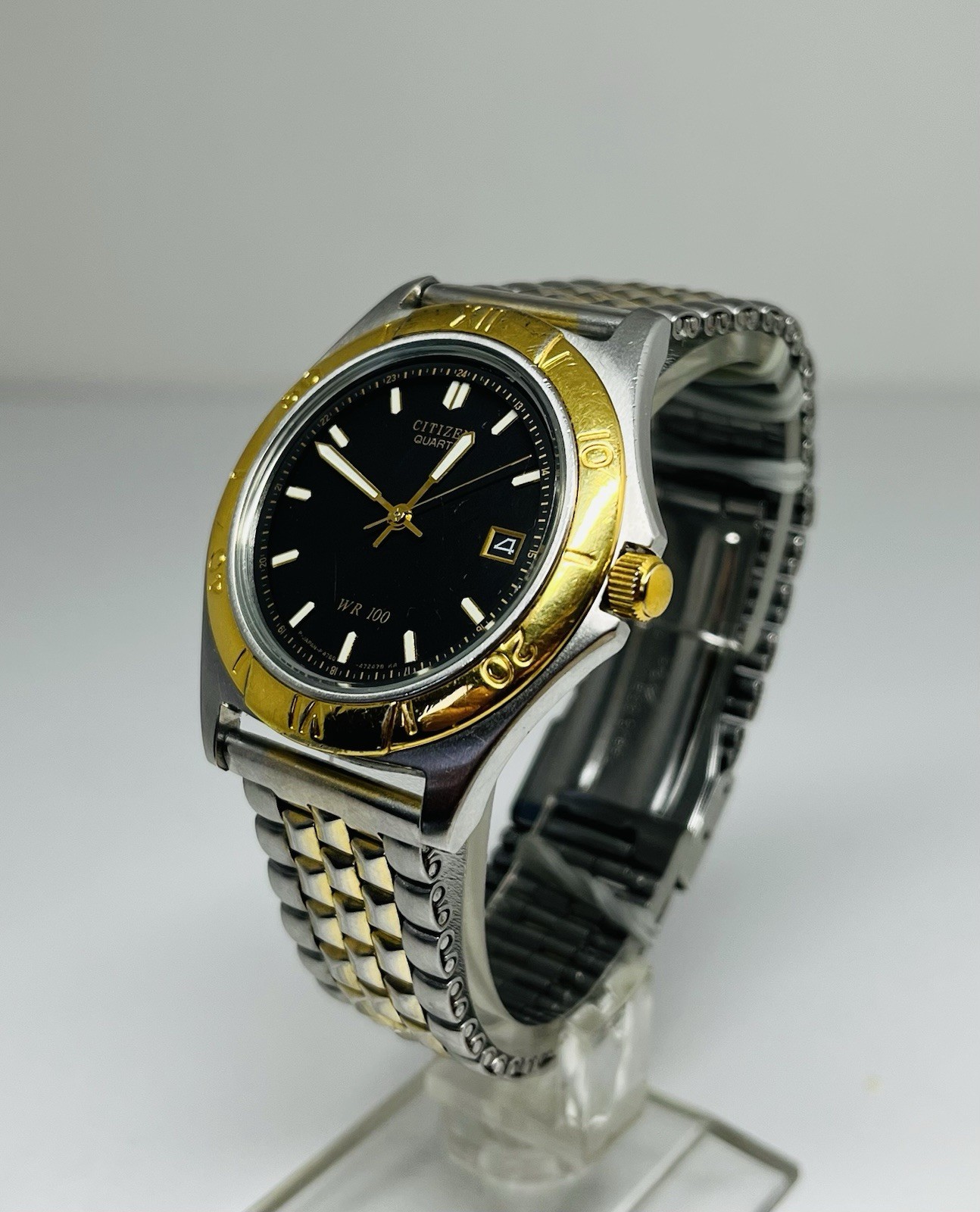 1980s Vintage Citizen WR100 Quartz Watch 38mm Stainless Steel Day Date