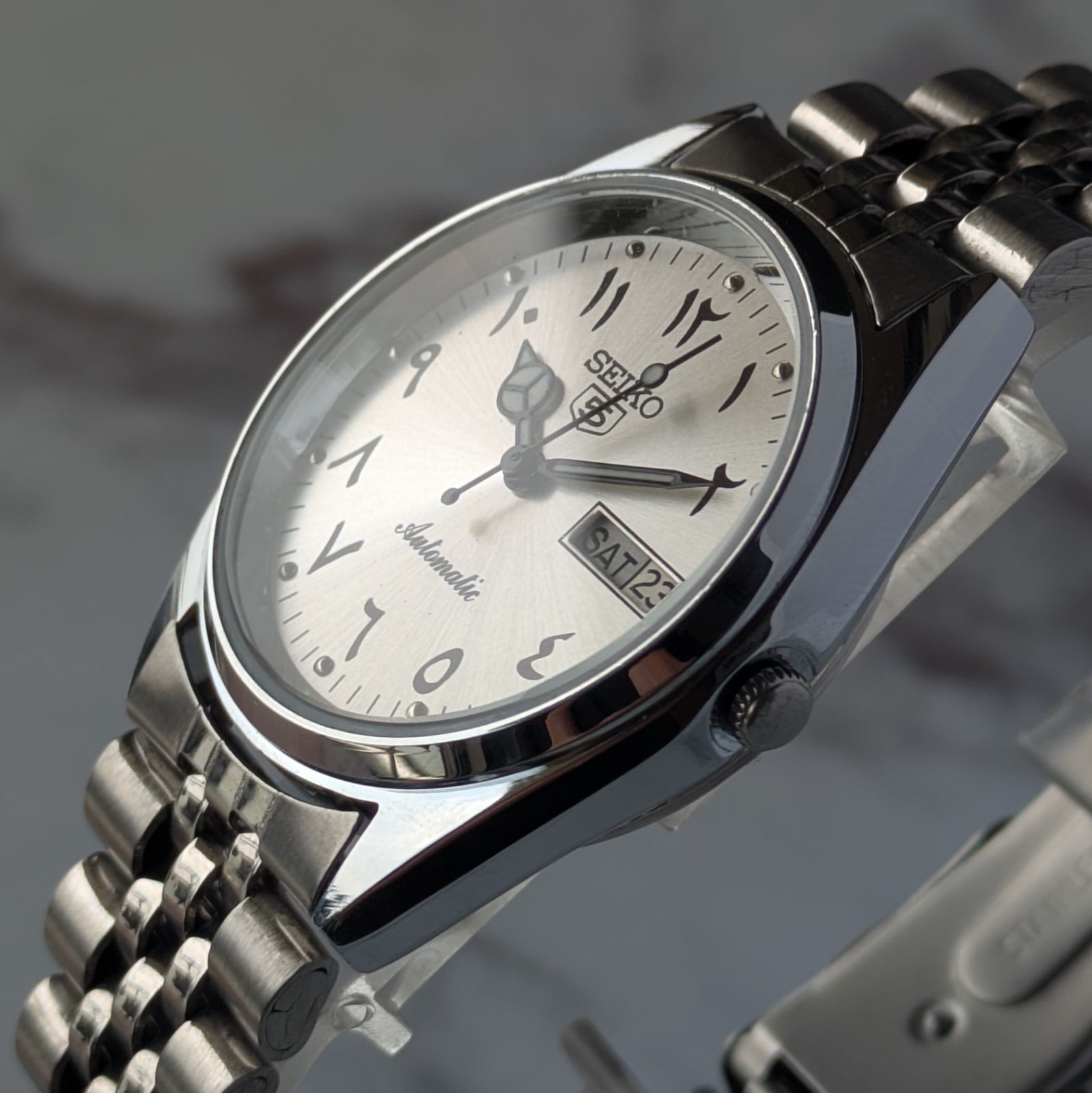 SEIKO 1980-1989 5 Automatic Silver Dial Watch 35mm Wrist 19cm From Japan