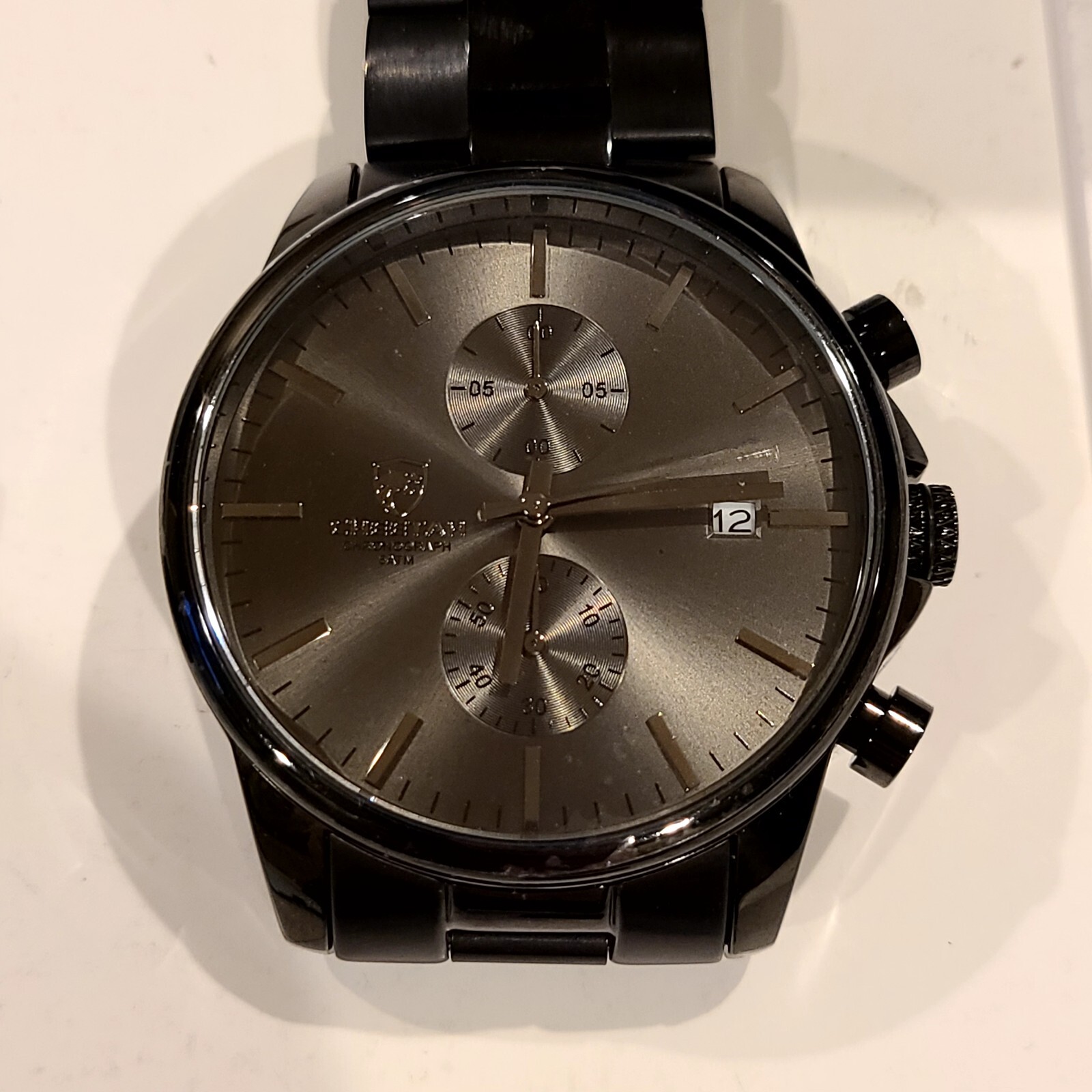 NIB Cheetah Mens Multifunction Watch Gloss Black W/ Adjustment Tool & Warranty